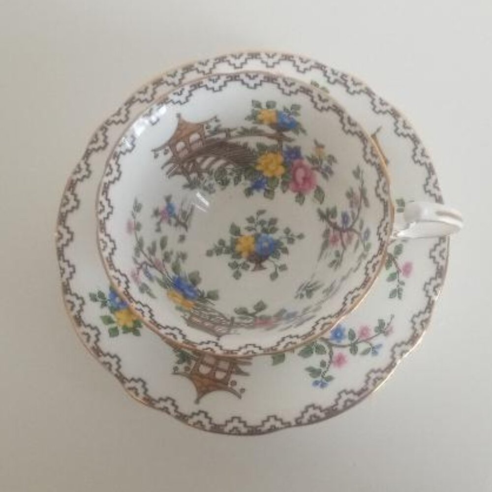 Vintage Ansley Pagoda Teacup and Saucer Set